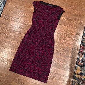 Ralph Lauren Sleeveless Pink/Black Ruched Dress